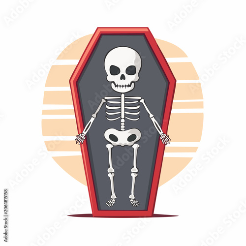 Cartoon Skeleton in a Coffin
