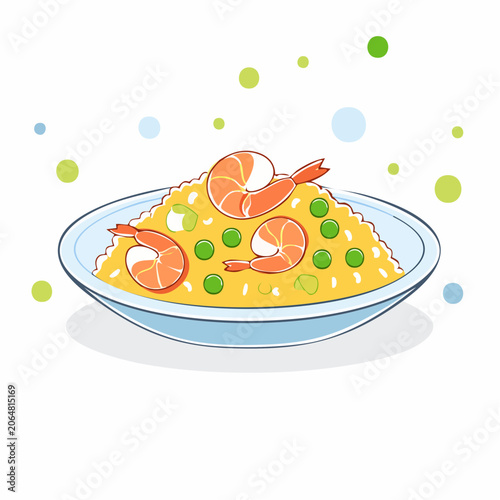 Cartoon Shrimp Fried Rice with Peas