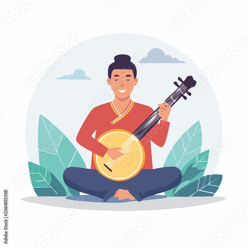 Man Playing Traditional Instrument
