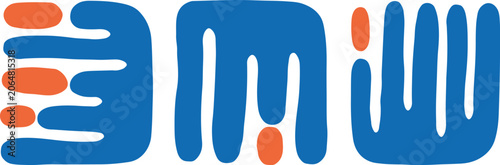 Abstract blue and orange shapes mimicking something dripping. Transparent Background.