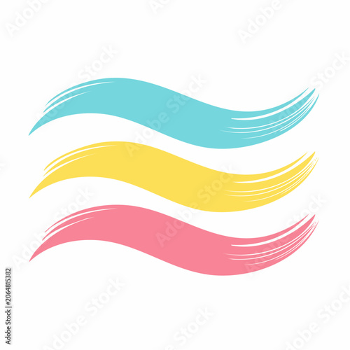 Three Colorful Brush Strokes