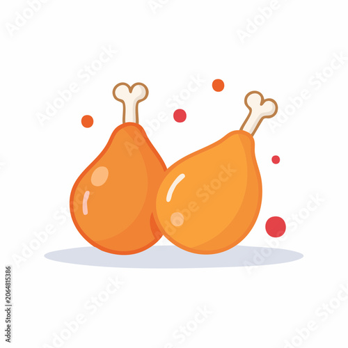 Two Fried Chicken Drumsticks Illustration