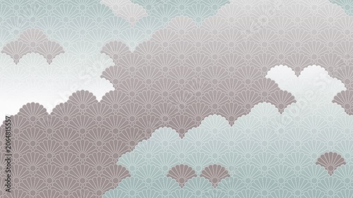 日本の伝統紋様。菊青海波のイラスト動画。