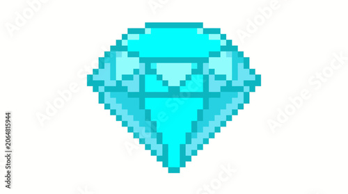 Tableau sur toile A pixel art illustration of a blue diamond.
