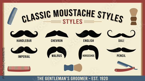Tableau sur toile Classic Moustache Styles for Gentlemen.