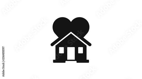 Heart House Icon Silhouette - Love Home Symbol