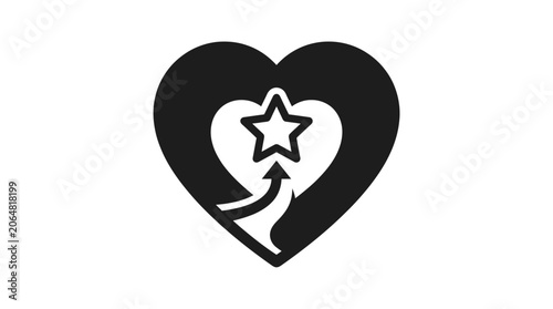 Heart Icon with Star and Upward Arrow: Love, Success, and Achievement Concept