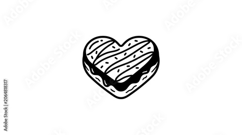 Heart Shaped Cookie with Icing and Sprinkles - Hand Drawn Doodle