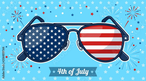 4th of july sunglasses with american flag design