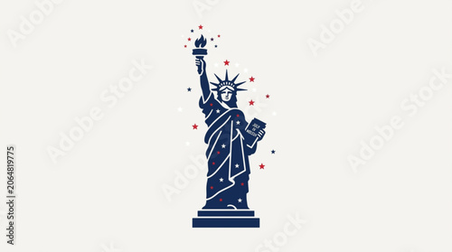Statue of liberty icon with stars symbolizing freedom