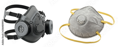 Obraz na plátně A Set of protective respirator mask PNG safety gear, reusable half face mask and