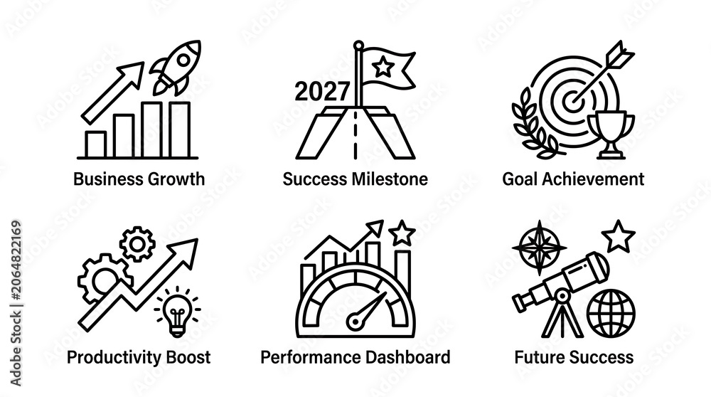 Fototapeta premium Premium icon set for Growth and Achievement