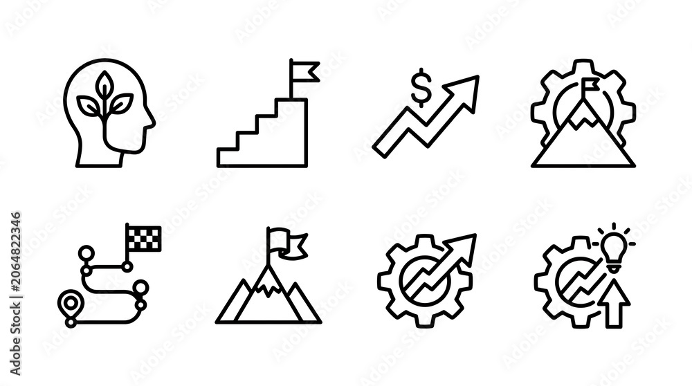 Fototapeta premium Growth success icons on white background