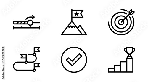 Premium icon set for progress and milestone achievement