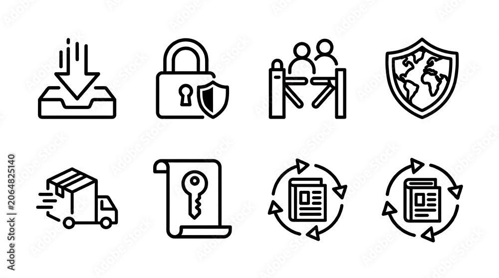 Fototapeta premium Product delivery icons on white background