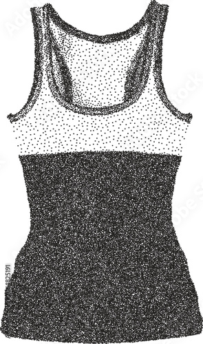 Tanktop retro y2k stipple design shirt halftone brutalist urban vector png with clear background, apparel 2000s photocopy grunge tattoo gen z effect