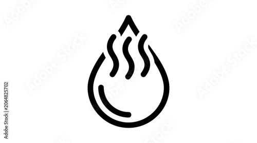 Hot Water Drop Icon - Steam Rising from Liquid