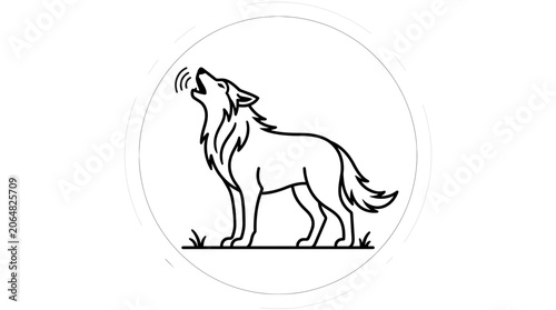 Howling Wolf Line Art Icon