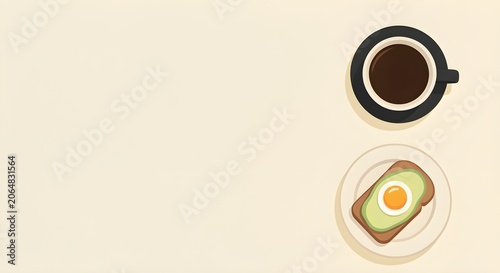 Minimalist Avocado Toast and Coffee Concept