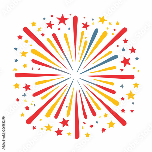 Colorful Fireworks Burst with Stars
