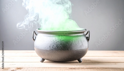 Steaming Green Potion in Witch's Cauldron