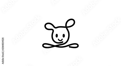 Smiling Bunny Face Line Art.