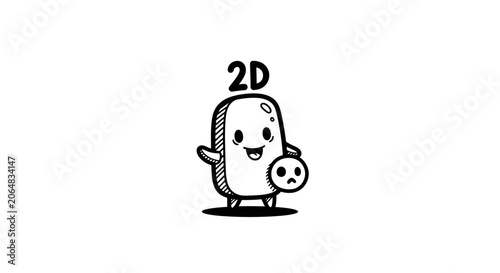 Smiling cartoon character with dice.