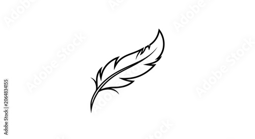 Single feather illustration in black.