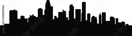 Fotografie Black silhouette skyline of modern city buildings against