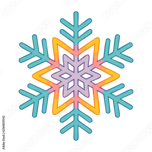 Colorful symmetrical snowflake illustration
