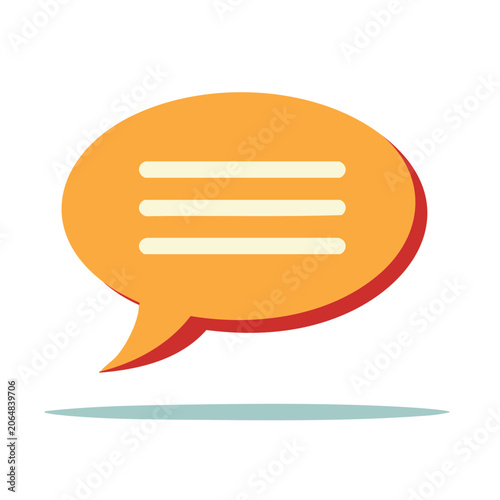 Orange speech bubble icon with three lines