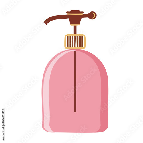 Pink soap dispenser with pump illustration