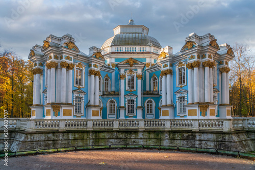Hermitage pavilion in the Catherine Park of Tsarskoye Selo on a sunny autumn day, Pushkin, St. Petersburg, Russia