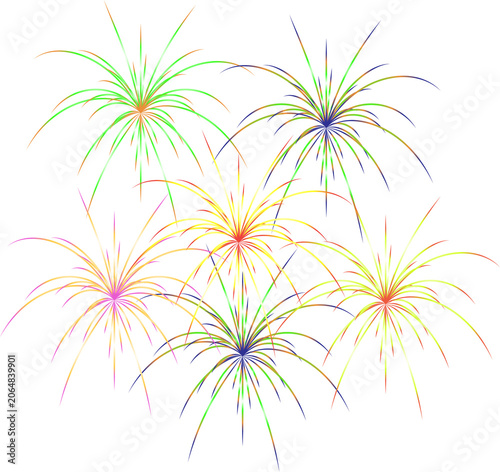 Fireworks display colorful vector illustration on black background