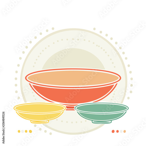 Flat Design Illustration of Colorful Bowls
