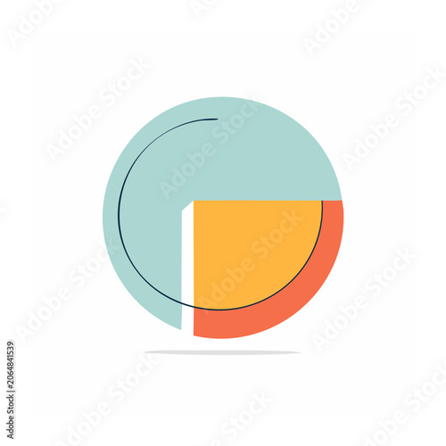 Flat design pie chart icon with segments