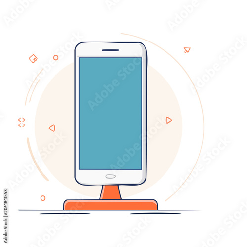 Flat design smartphone illustration with decorative elements