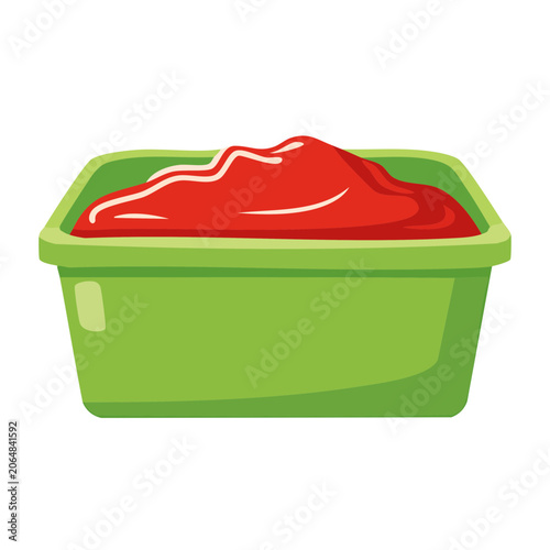 Green container with red meat illustration