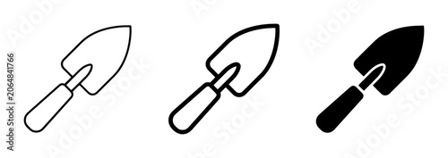 Schilderij op canvas Gardening Trowel Icons, Hand Tool Vector Set, Planting Equipment Graphics