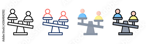 Photos Inequality icon set multiple style collection