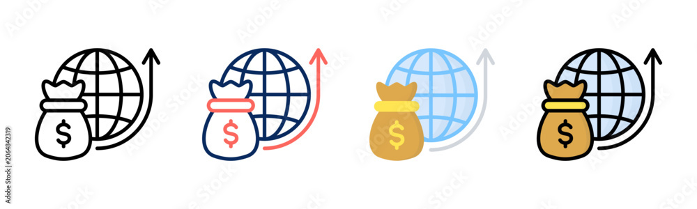 Fototapeta premium Economic Trends icon set multiple style collection