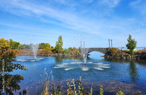 Fontain and bridge in the park