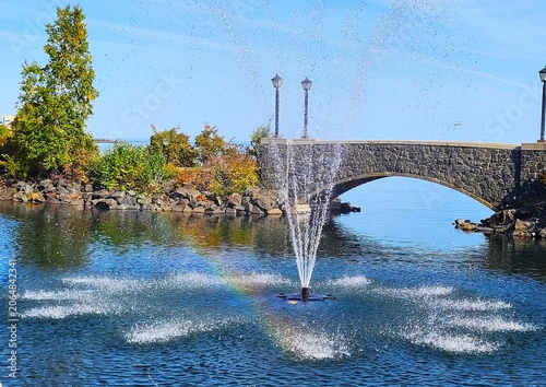 fontain and bridge in the park