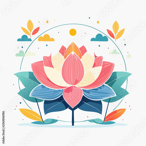 Stylized Lotus Flower Illustration