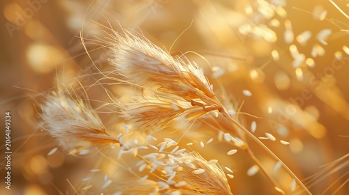 Reed spikelet with scattered seeds and pappus autumn