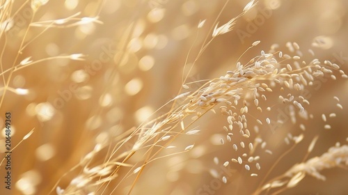 Reed spikelet with scattered seeds and pappus autumn