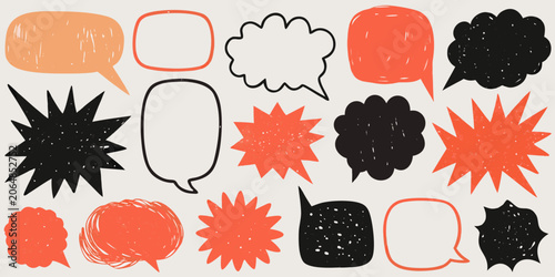 Comic style speech and thought bubbles hand drawn vector illustration
