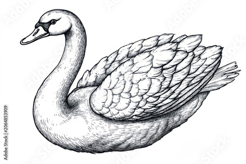Swan art drawing details.