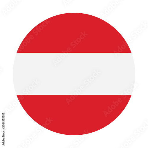 Photography Circular icon of the national flag of austria, red and white horizontal stripes,