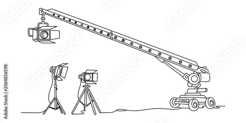 Bild auf Leinwand Film production crane with professional studio lighting equipment for movie maki